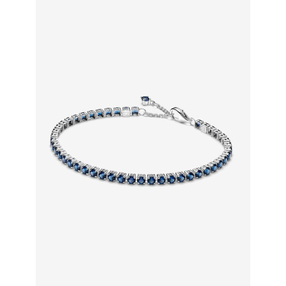 Pandora Sterling Silver Sparkling Blue Tennis Bracelet Image 1