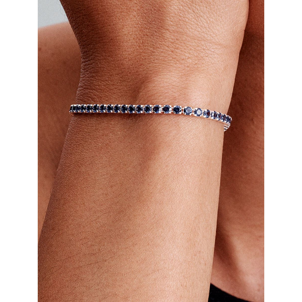 Pandora Sterling Silver Sparkling Blue Tennis Bracelet Image 2