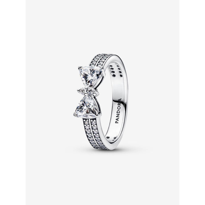 Pandora Sterling Silver Sparkling Bow Double - Row Ring Image 1