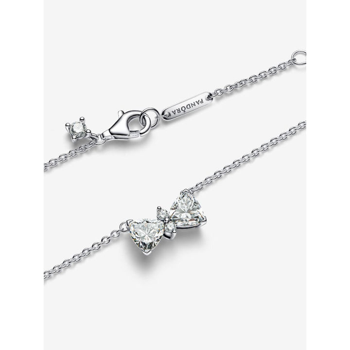 Pandora Sterling Silver Sparkling Bow Necklace Image 5