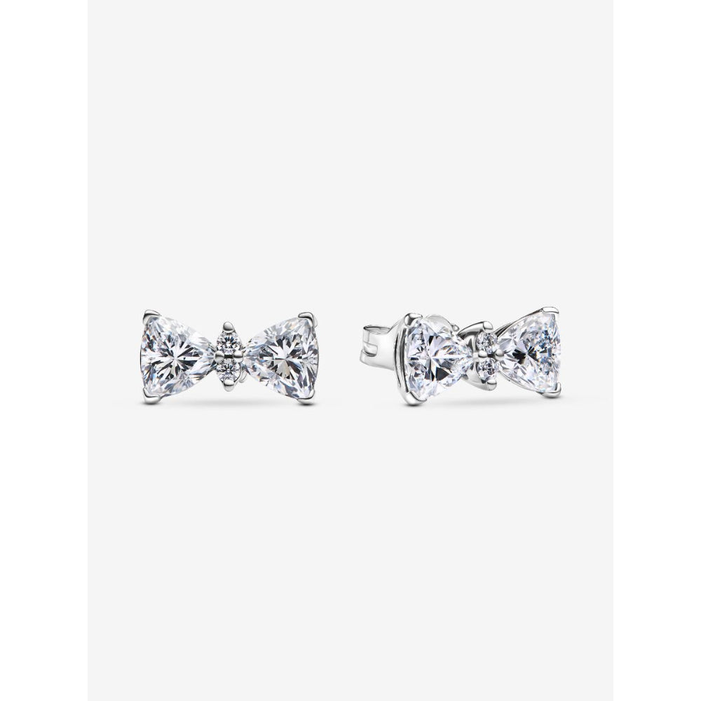 Pandora Sterling Silver Sparkling Bow Stud Earrings Image 1