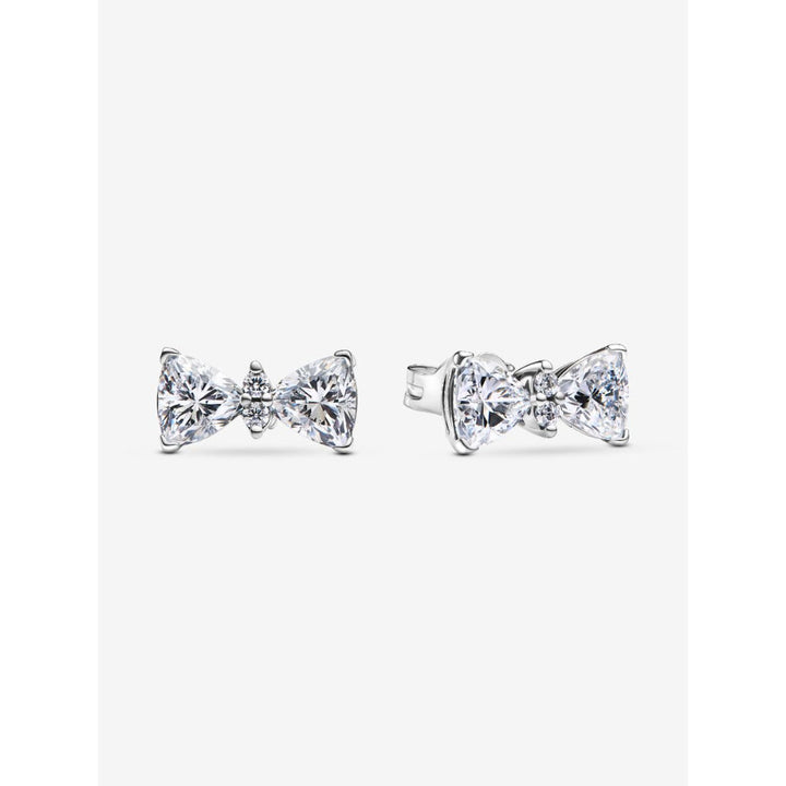 Pandora Sterling Silver Sparkling Bow Stud Earrings Image 1