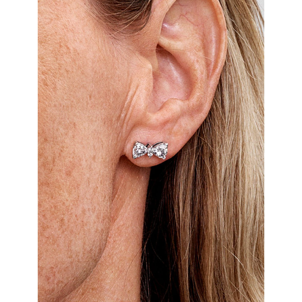 Pandora Sterling Silver Sparkling Bow Stud Earrings Image 2