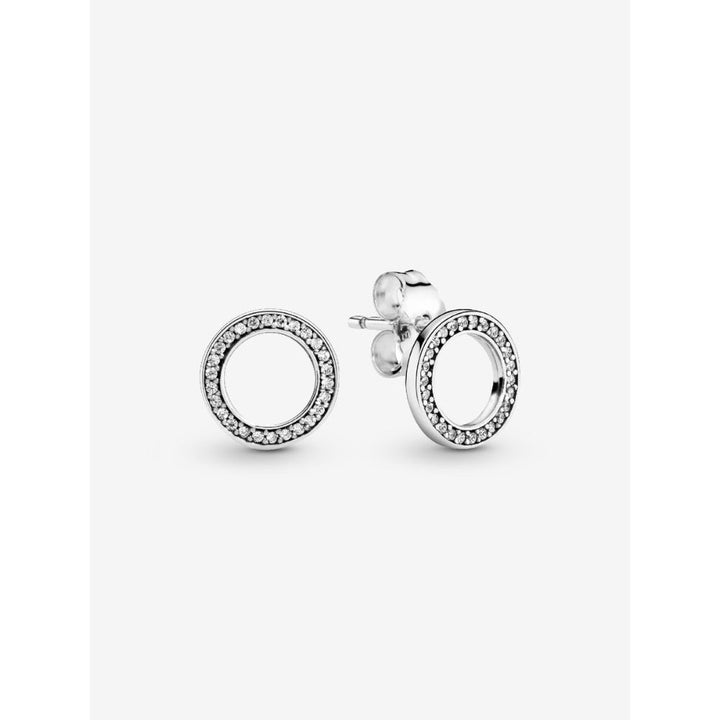 Pandora Sterling Silver Sparkling Circle Stud Earrings Image 1