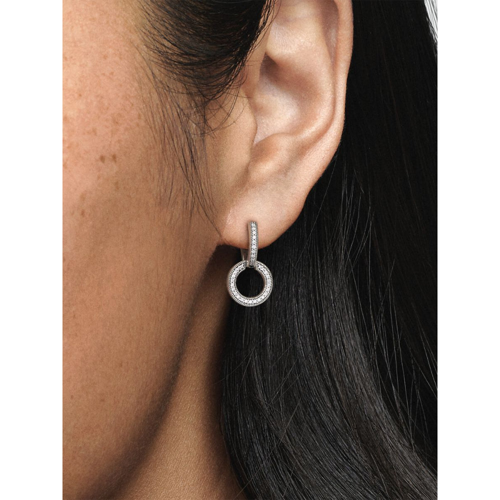Pandora Sterling Silver Sparkling Double Hoop Earrings Image 2
