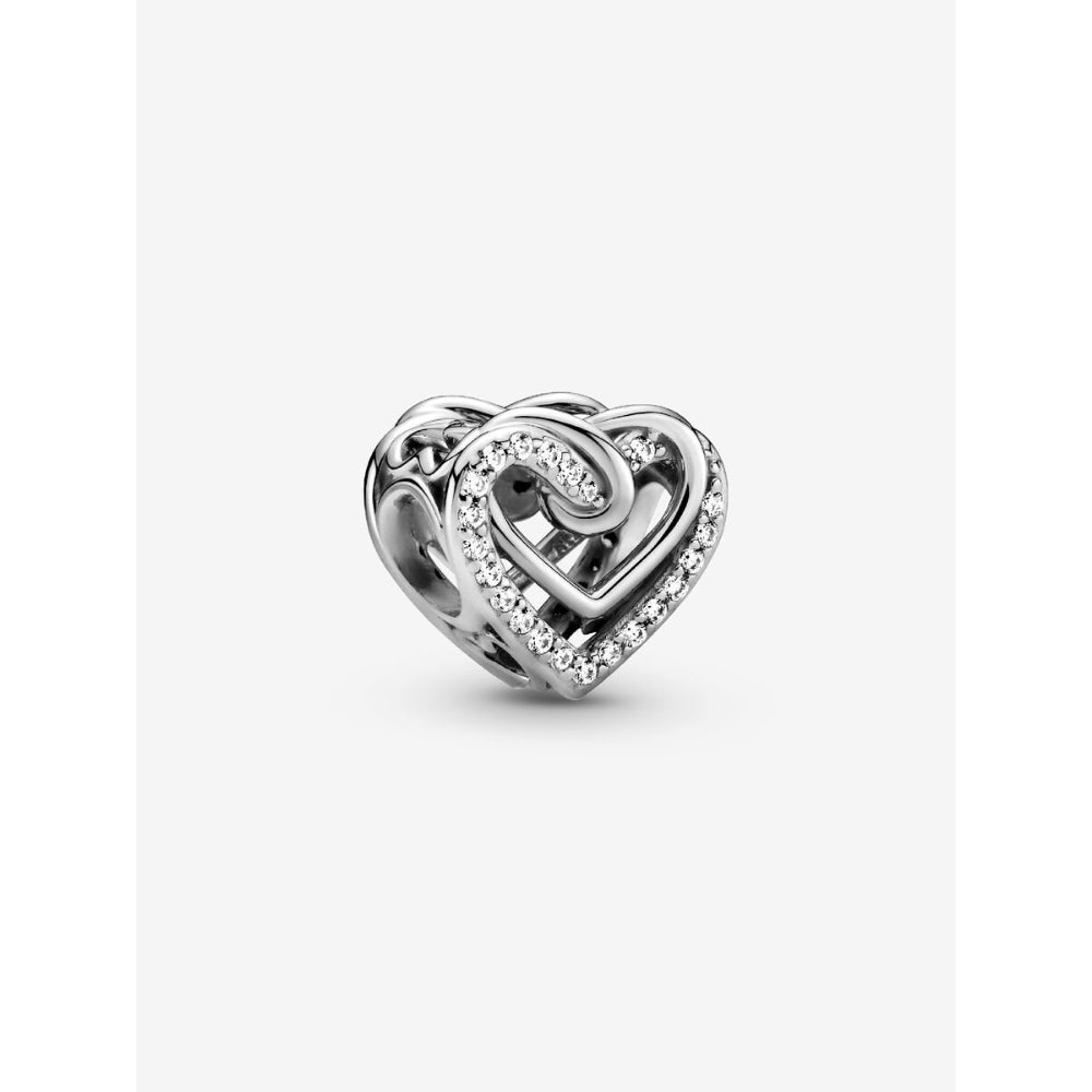 Pandora Sterling Silver Sparkling Entwined Hearts Charm Image 1