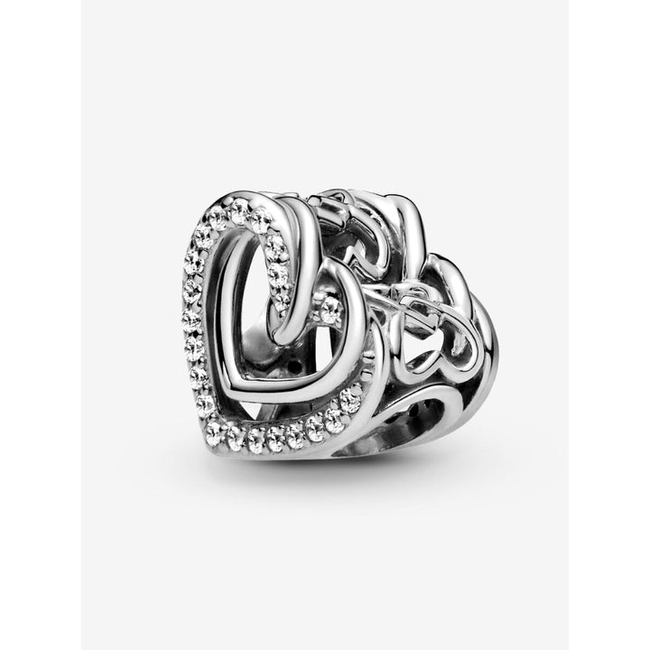 Pandora Sterling Silver Sparkling Entwined Hearts Charm Image 6