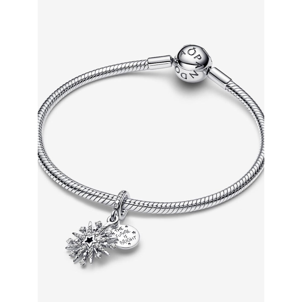 Pandora Sterling Silver Sparkling Firework Double Dangle Charm Image 5