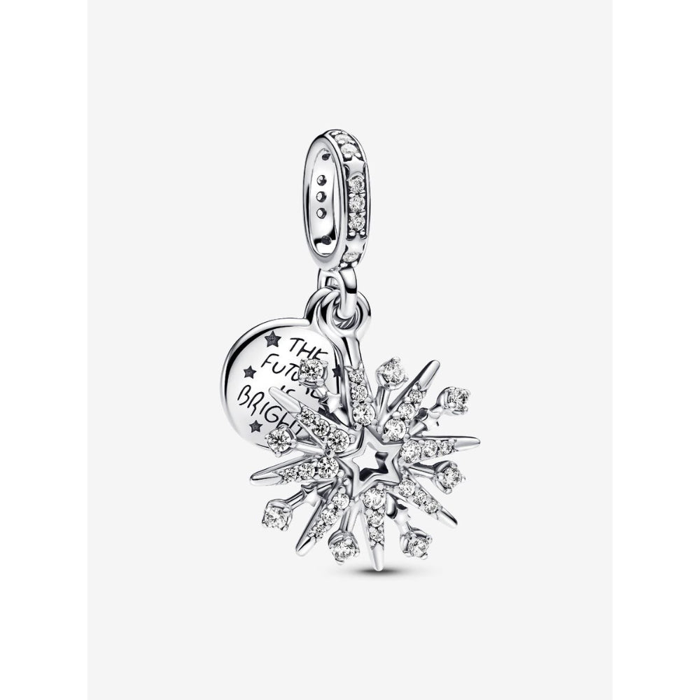 Pandora Sterling Silver Sparkling Firework Double Dangle Charm Image 1