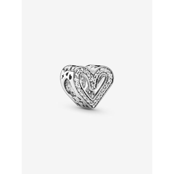 Pandora Sterling Silver Sparkling Freehand Heart Charm Image 1