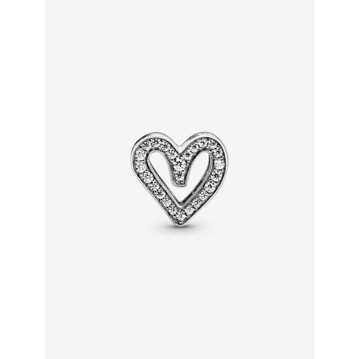 Pandora Sterling Silver Sparkling Freehand Heart Charm Image 5