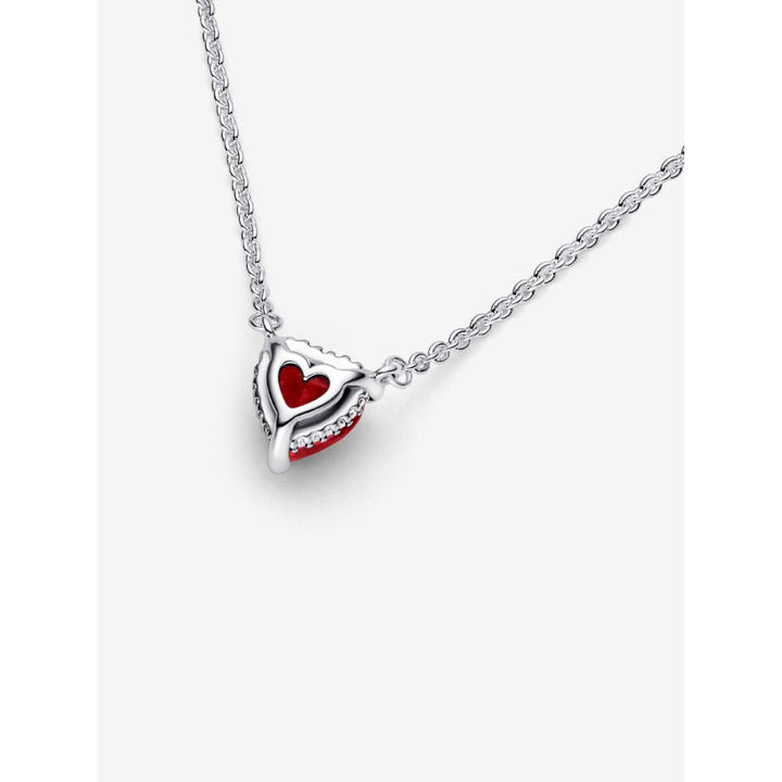Pandora Sterling Silver Sparkling Heart Halo Pendant Collier Necklace Image 4