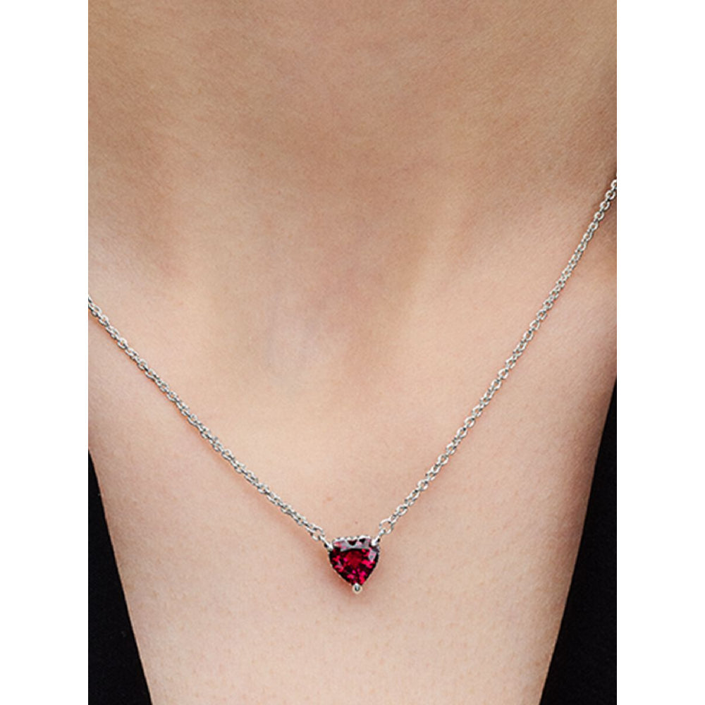 Pandora Sterling Silver Sparkling Heart Halo Pendant Collier Necklace Image 2