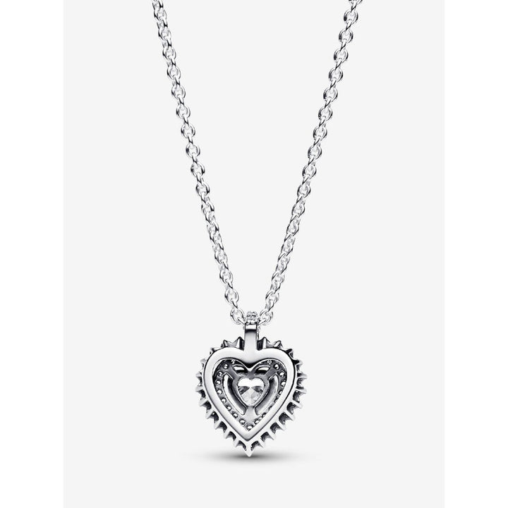 Pandora Sterling Silver Sparkling Heart Halo Pendant Necklace Image 3