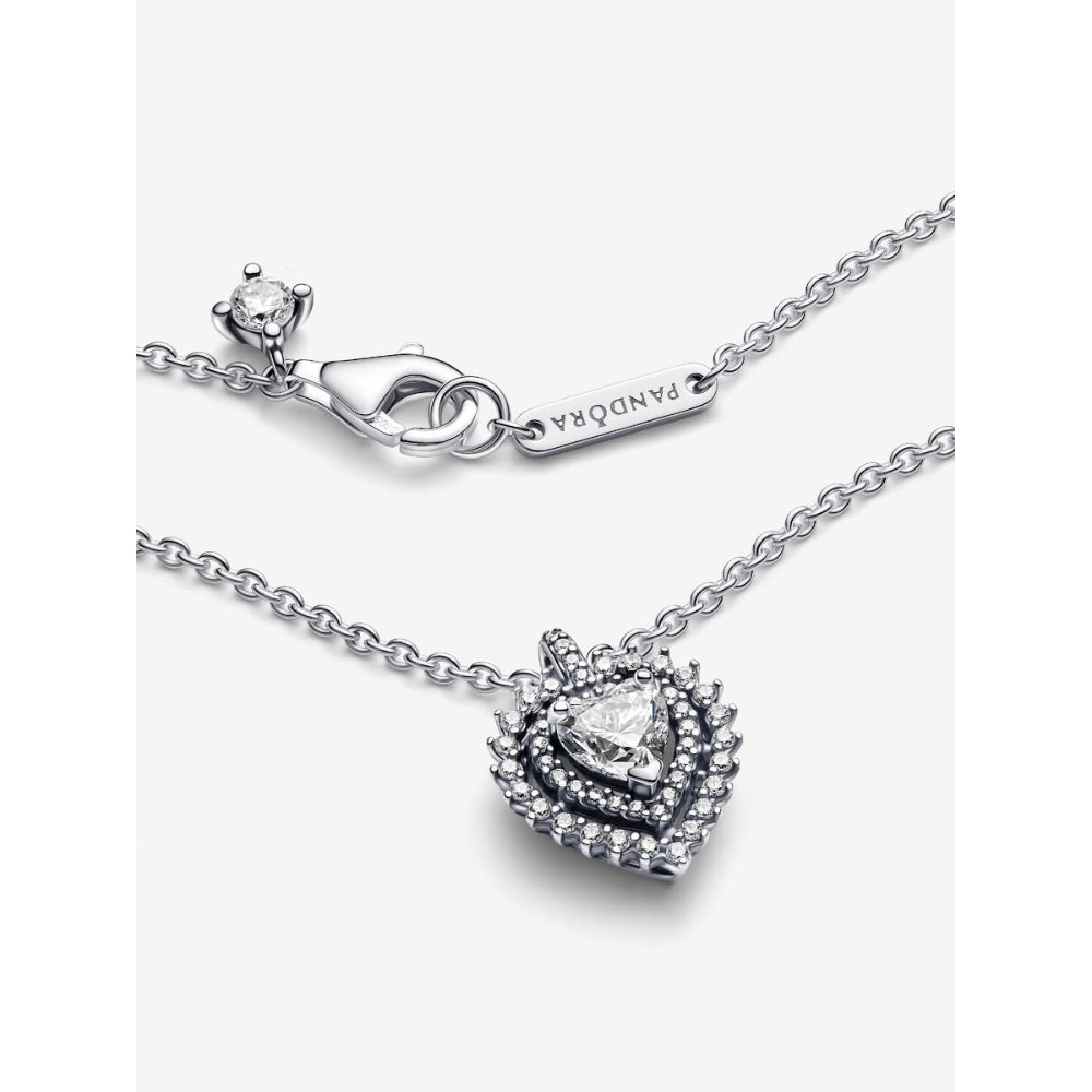 Pandora Sterling Silver Sparkling Heart Halo Pendant Necklace Image 4