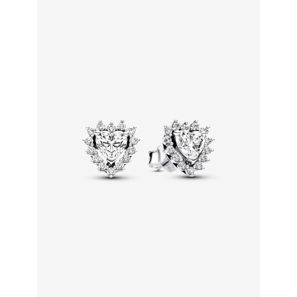 Pandora Sterling Silver Sparkling Heart Halo Stud Earrings Image 1