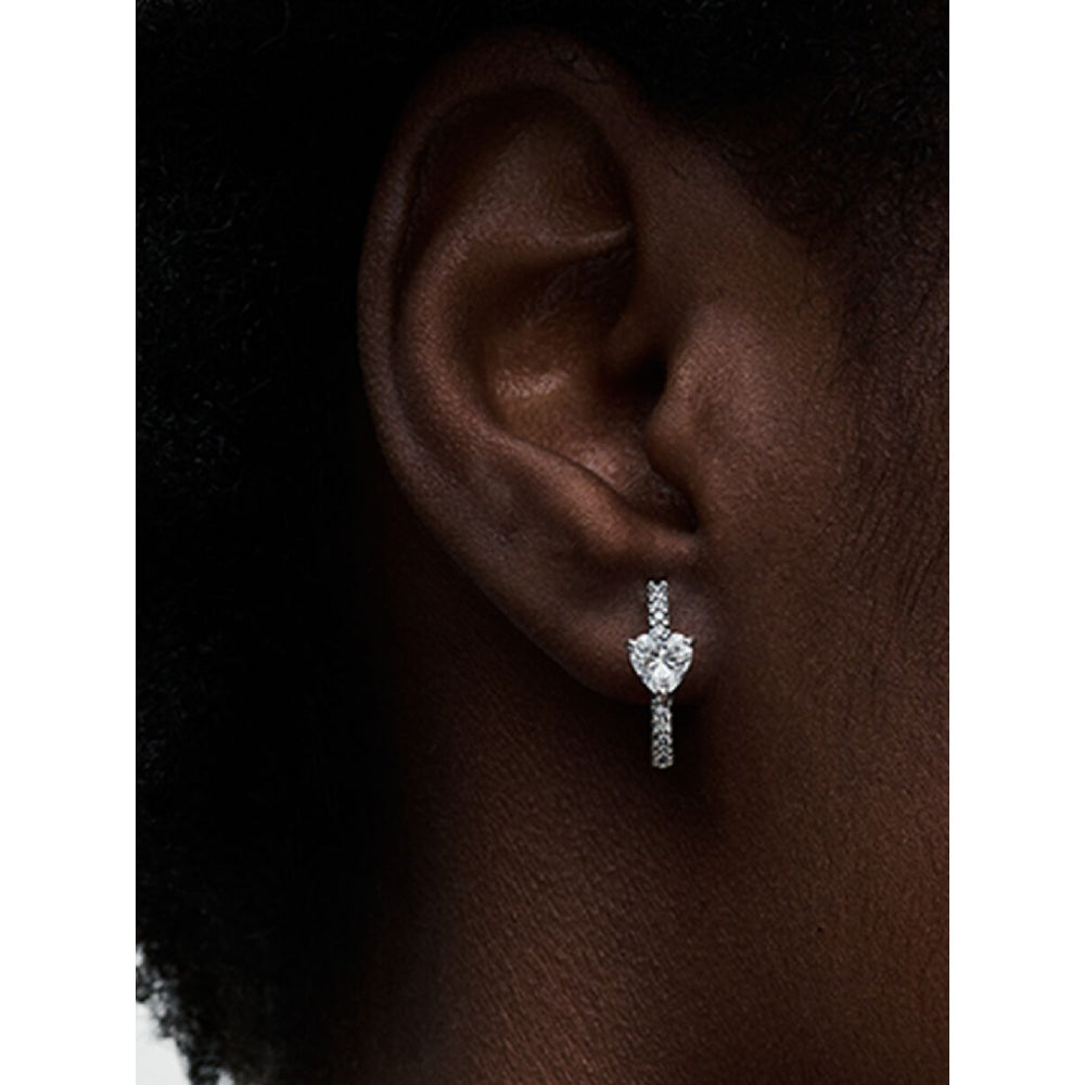 Pandora Sterling Silver Sparkling Heart Hoop Earrings Image 2