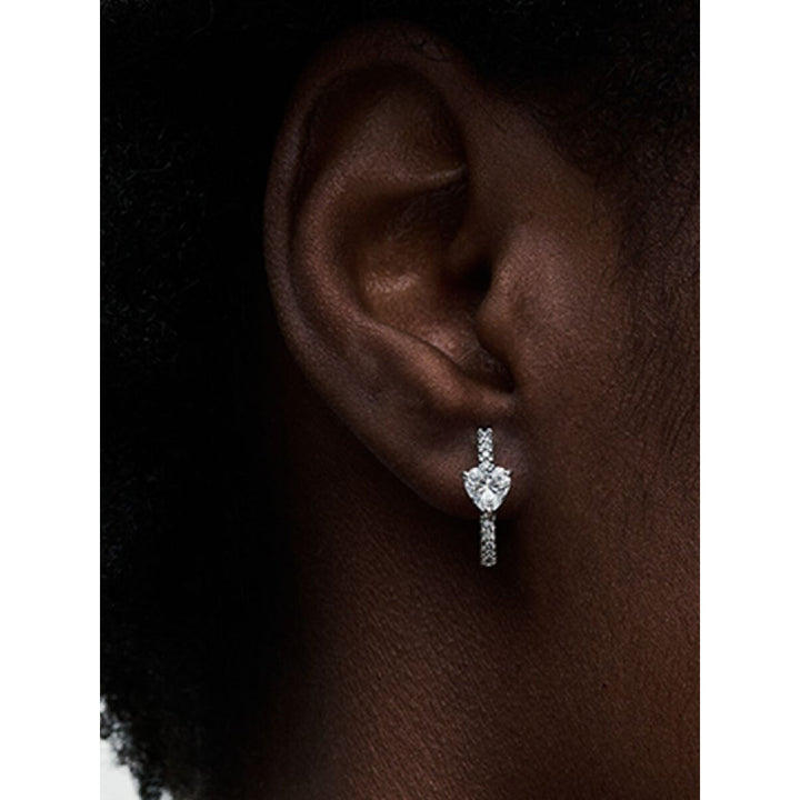 Pandora Sterling Silver Sparkling Heart Hoop Earrings Image 2