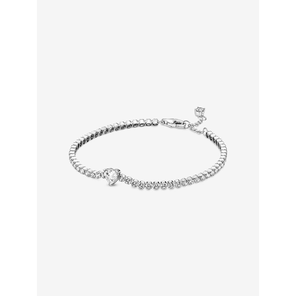 Pandora Sterling Silver Sparkling Heart Tennis Bracelet Image 1