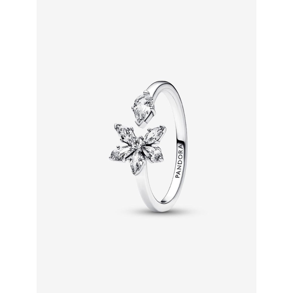 Pandora Sterling Silver Sparkling Herbarium Cluster Open Ring Image 1