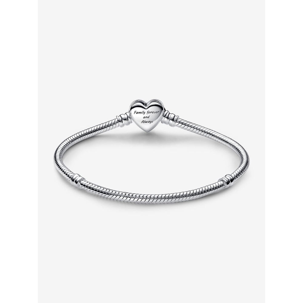 Pandora Sterling Silver Sparkling Infinity Heart Clasp Snake Chain Bracelet Image 3