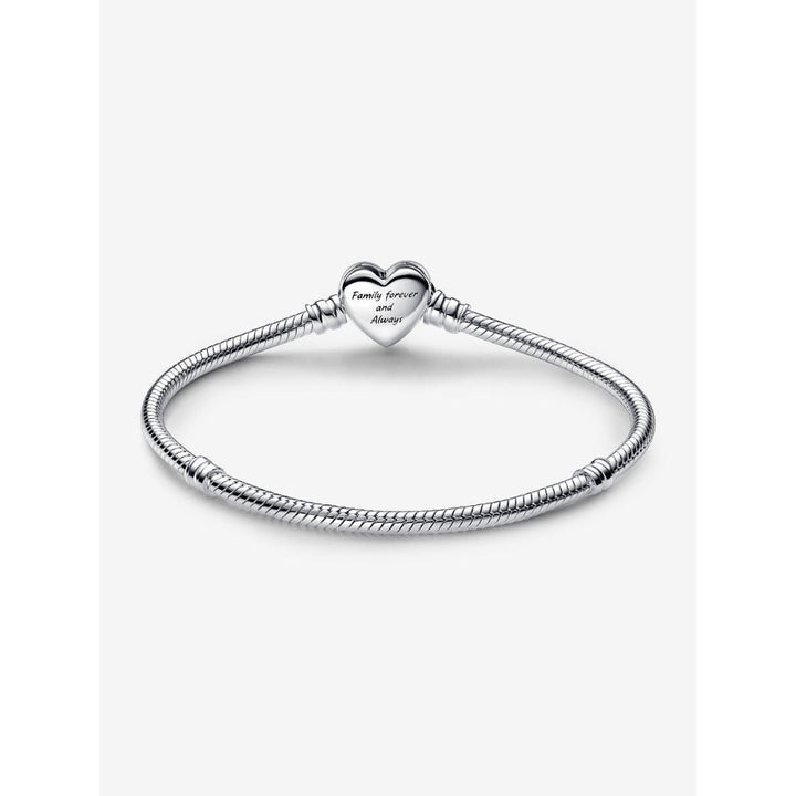 Pandora Sterling Silver Sparkling Infinity Heart Clasp Snake Chain Bracelet Image 3