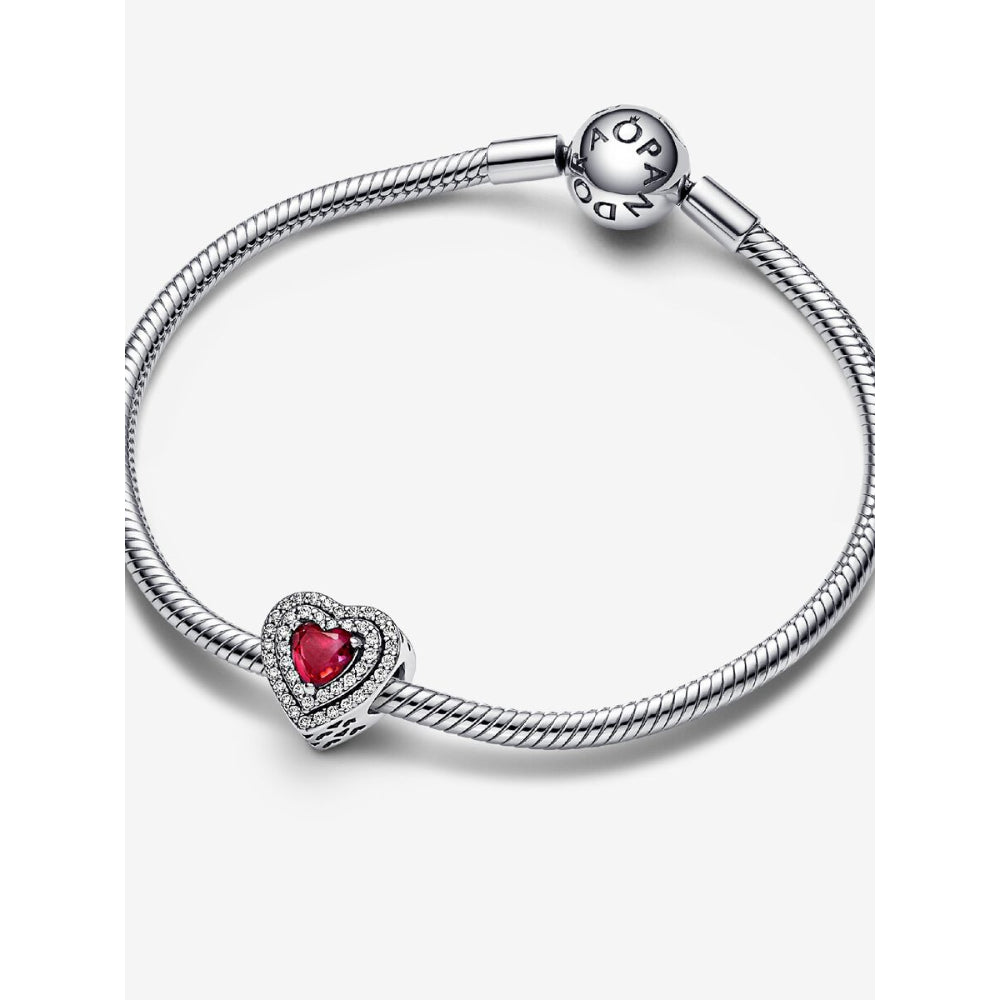 Pandora Sterling Silver Sparkling Levelled Heart Charm Image 4