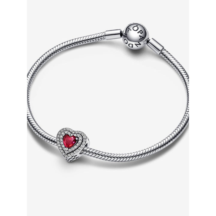 Pandora Sterling Silver Sparkling Levelled Heart Charm Image 4