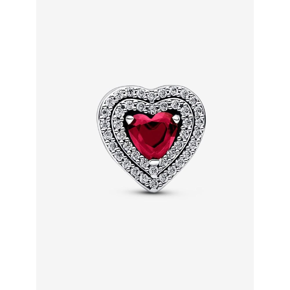 Pandora Sterling Silver Sparkling Levelled Heart Charm Image 5