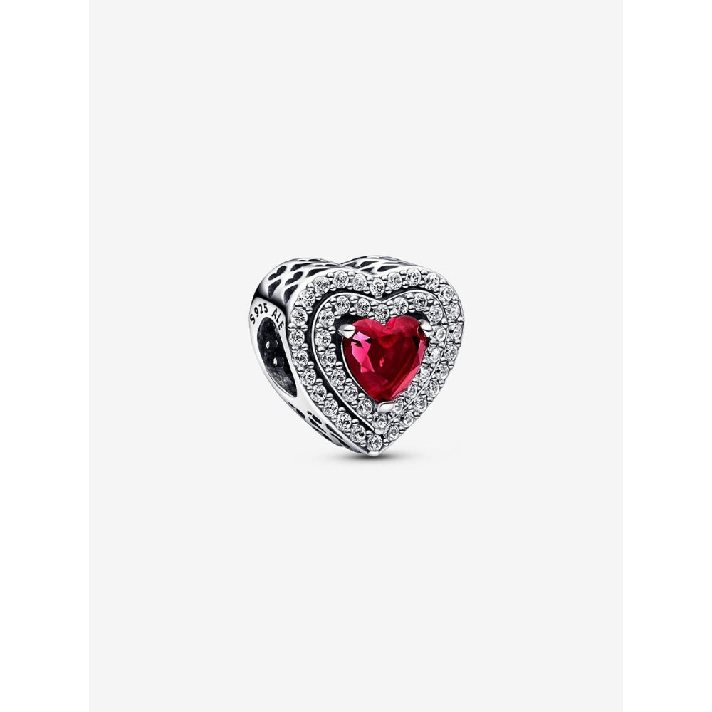 Pandora Sterling Silver Sparkling Levelled Heart Charm Image 1