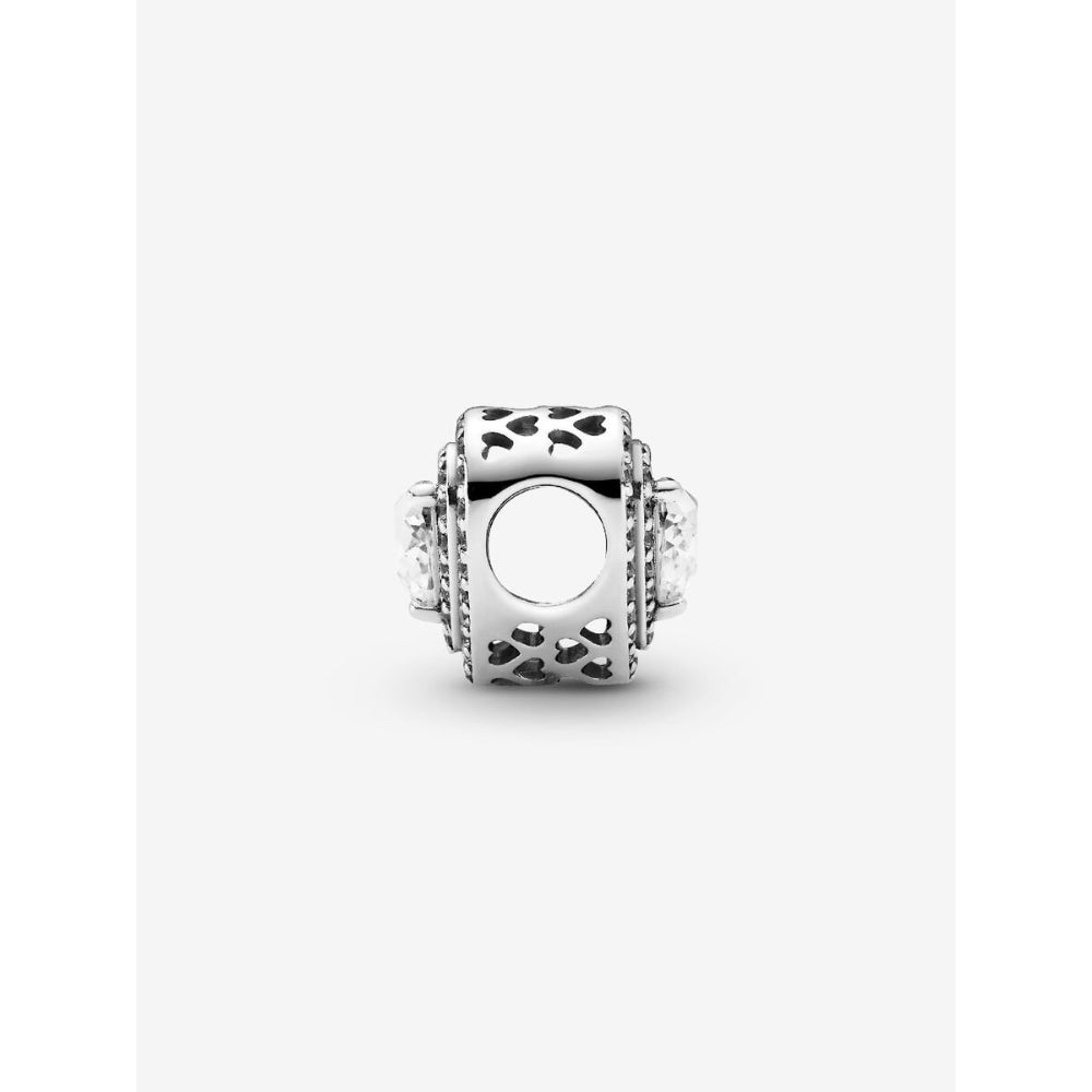 Pandora Sterling Silver Sparkling Levelled Hearts Charm Image 3