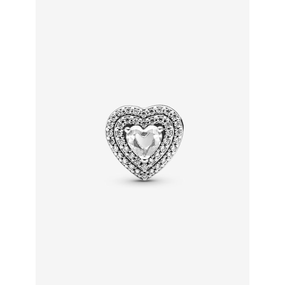 Pandora Sterling Silver Sparkling Levelled Hearts Charm Image 1