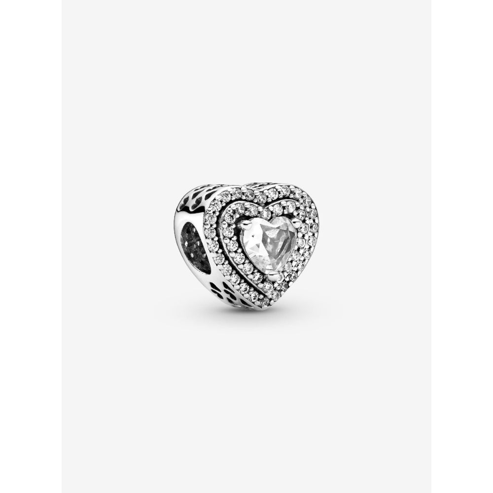 Pandora Sterling Silver Sparkling Levelled Hearts Charm Image 2