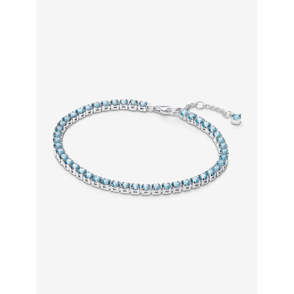Pandora Sterling Silver Sparkling Light Blue Tennis Bracelet Image 1