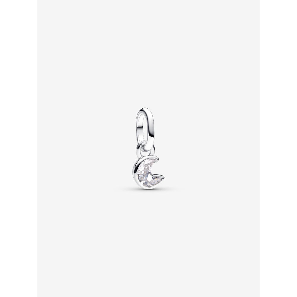 Pandora Sterling Silver Sparkling Moon Mini Dangle Charm Image 1