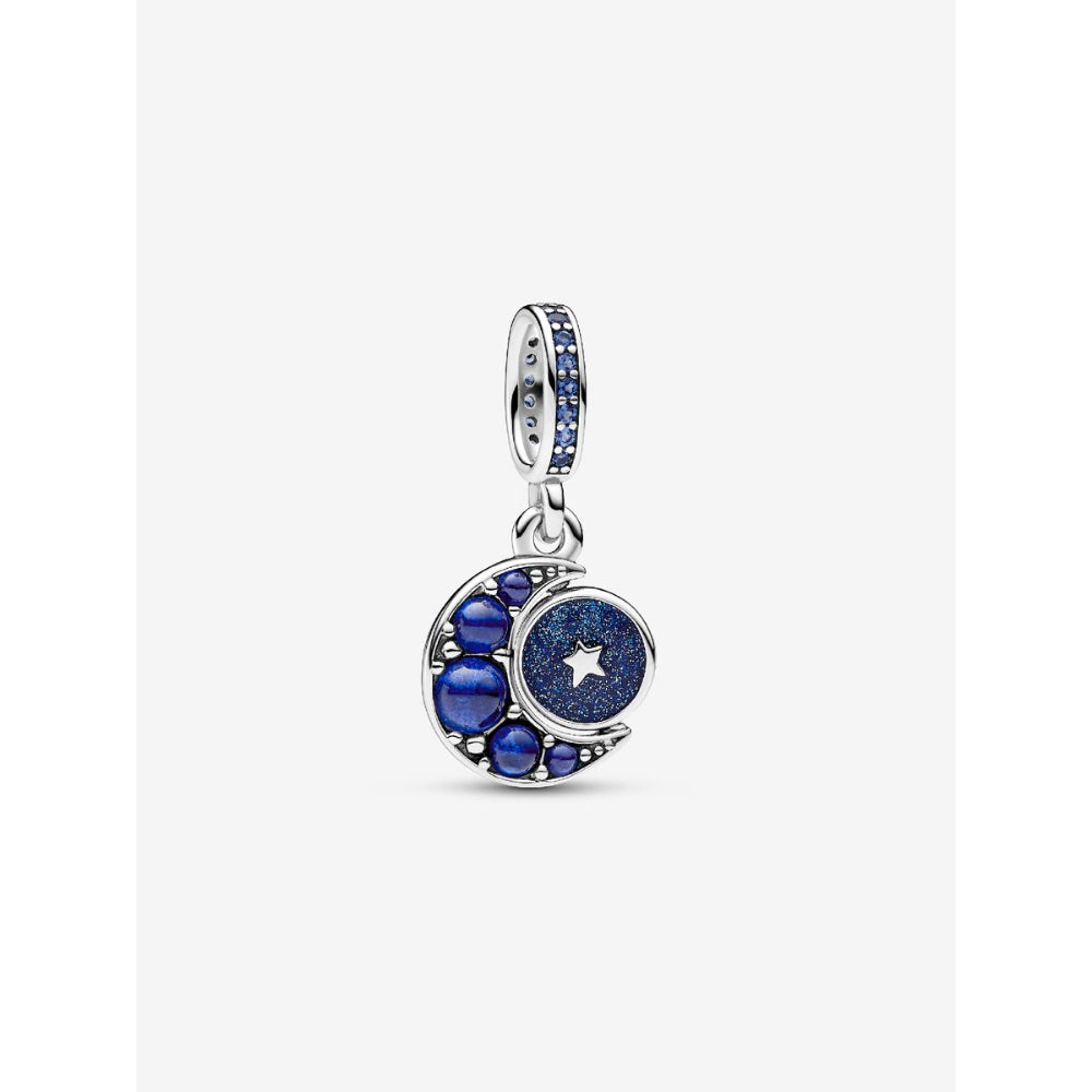 Pandora Sterling Silver Sparkling Moon Spinning Dangle Charm Image 1