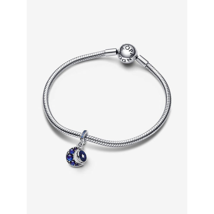 Pandora Sterling Silver Sparkling Moon Spinning Dangle Charm Image 4