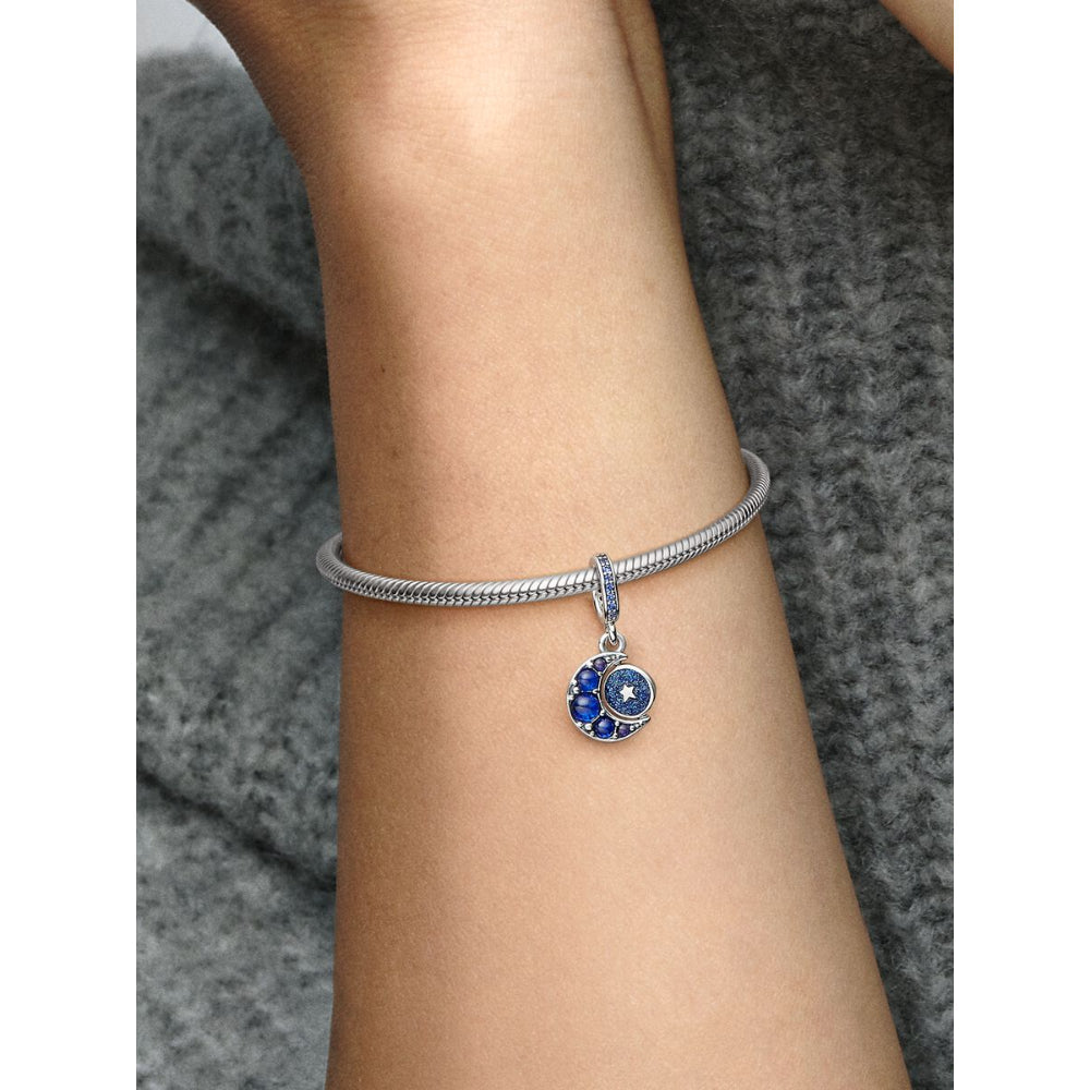 Pandora Sterling Silver Sparkling Moon Spinning Dangle Charm Image 2