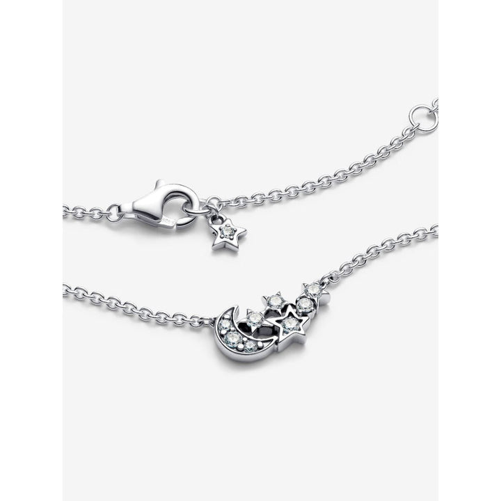 Pandora Sterling Silver Sparkling Moon & Star Collier Necklace Image 5