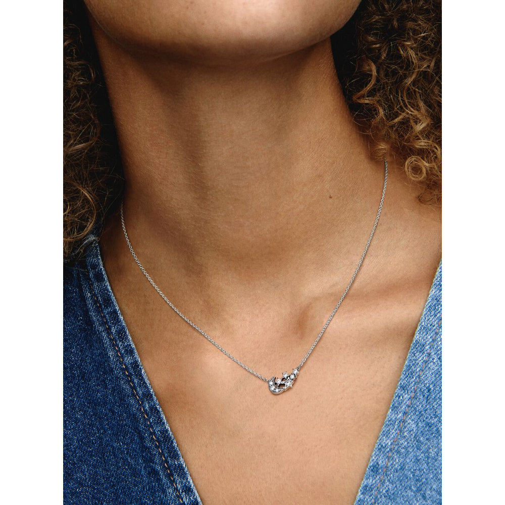 Pandora Sterling Silver Sparkling Moon & Star Collier Necklace Image 2