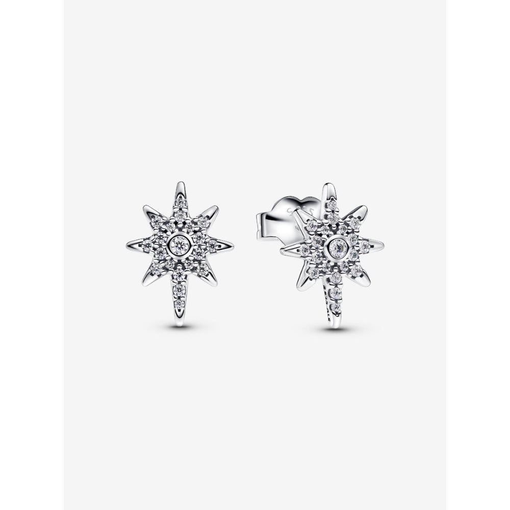 Pandora Sterling Silver Sparkling North Star Stud Earrings Image 1