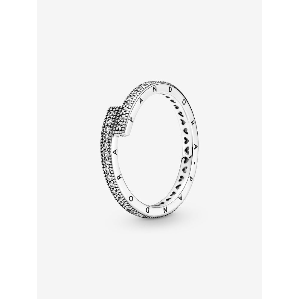 Pandora Sterling Silver Sparkling Overlapping Ring Image 1