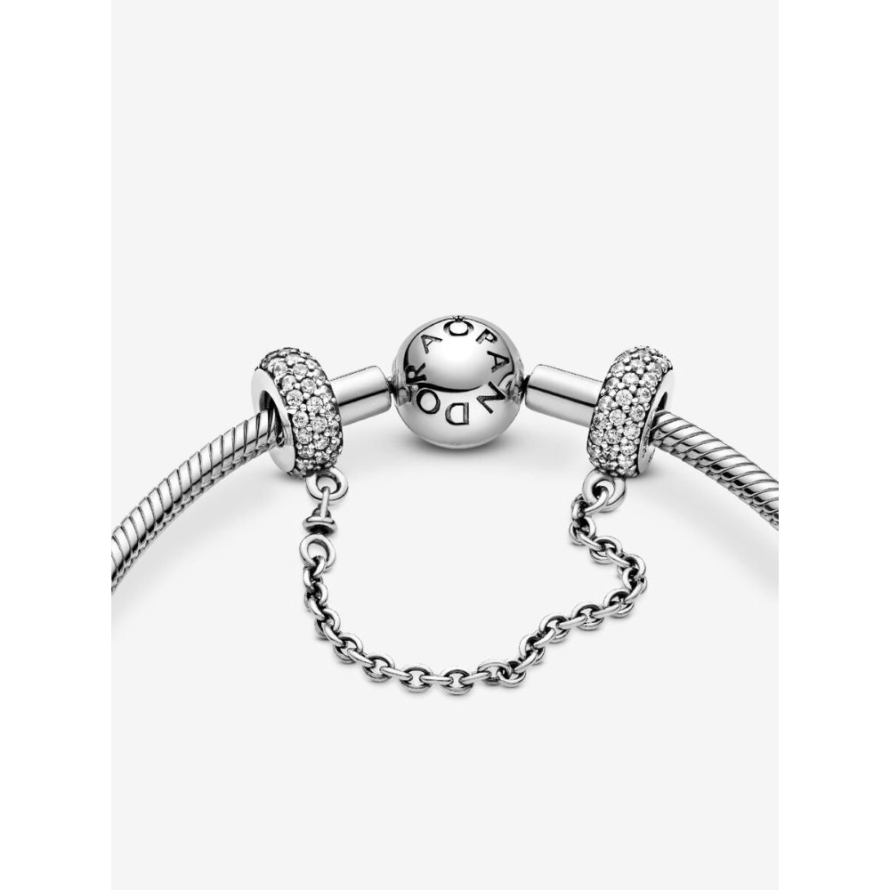 Pandora Sterling Silver Sparkling Pave Safety Chain Charm Image 4