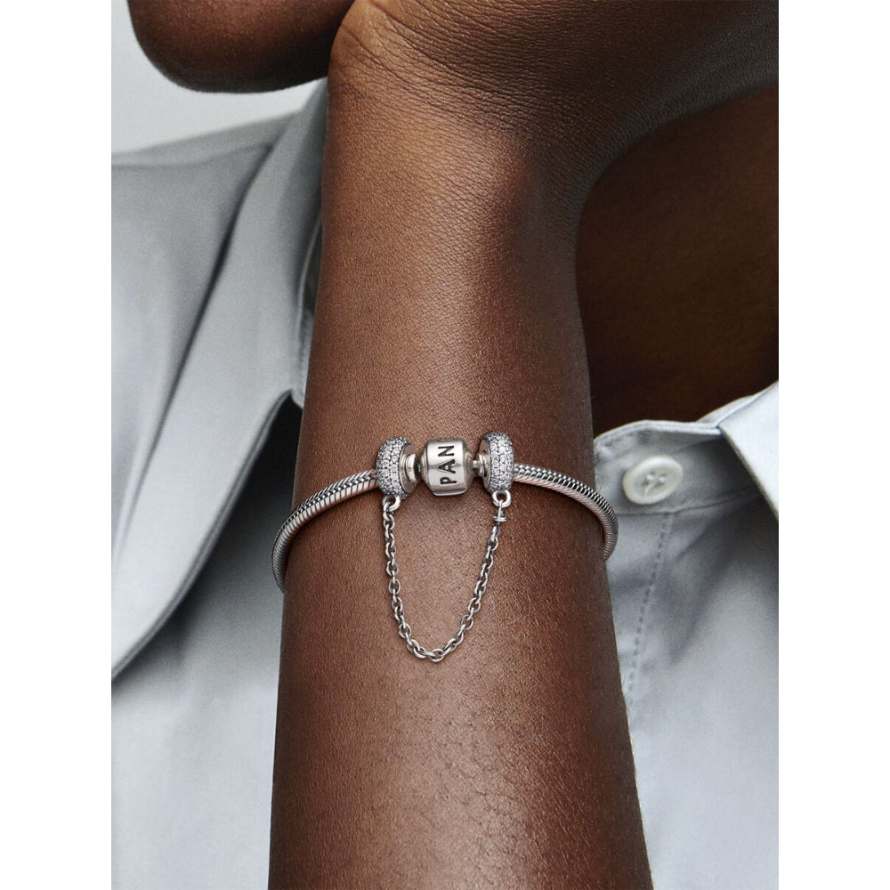 Pandora Sterling Silver Sparkling Pave Safety Chain Charm Image 2