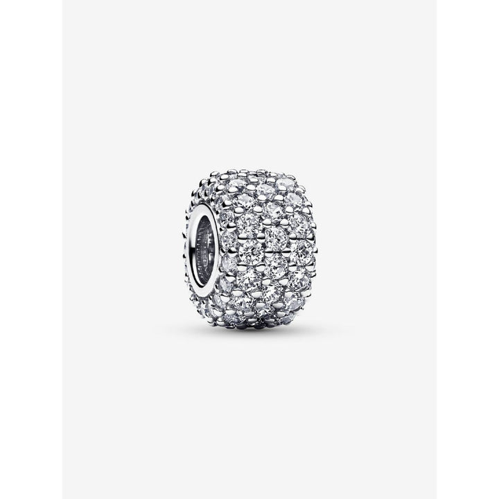 Pandora Sterling Silver Sparkling Pave Triple - Row Charm Image 1
