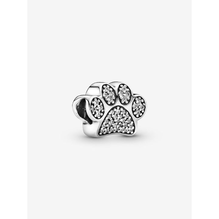 Pandora Sterling Silver Sparkling Paw Print Charm Image 1