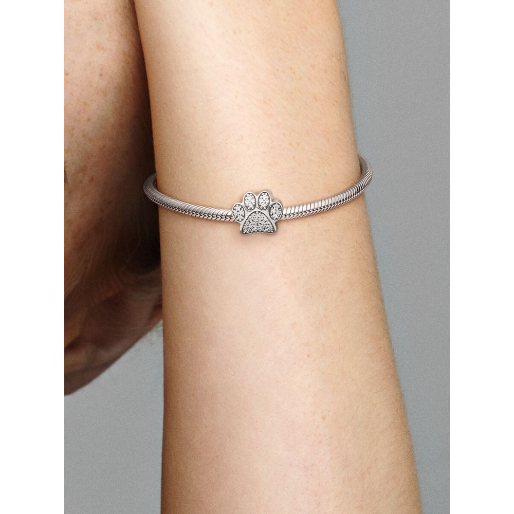 Pandora Sterling Silver Sparkling Paw Print Charm Image 2