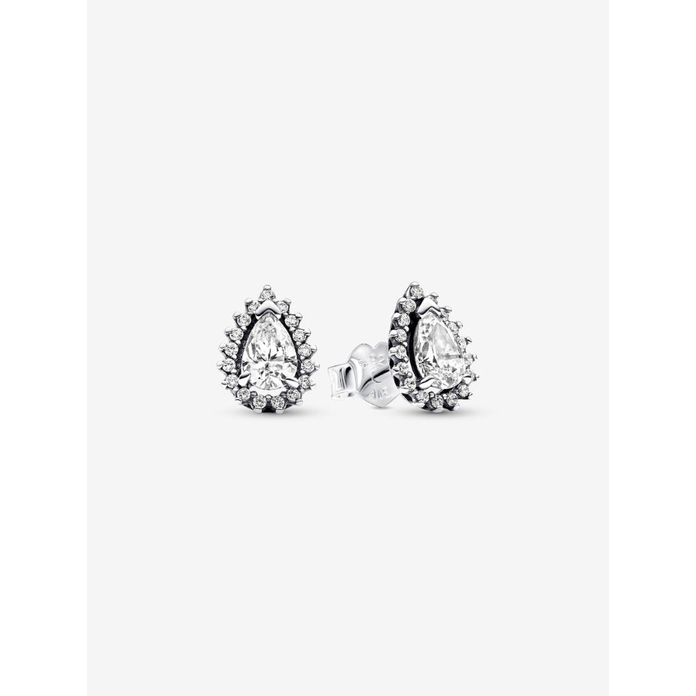 Pandora Sterling Silver Sparkling Pear Halo Stud Earrings Image 1