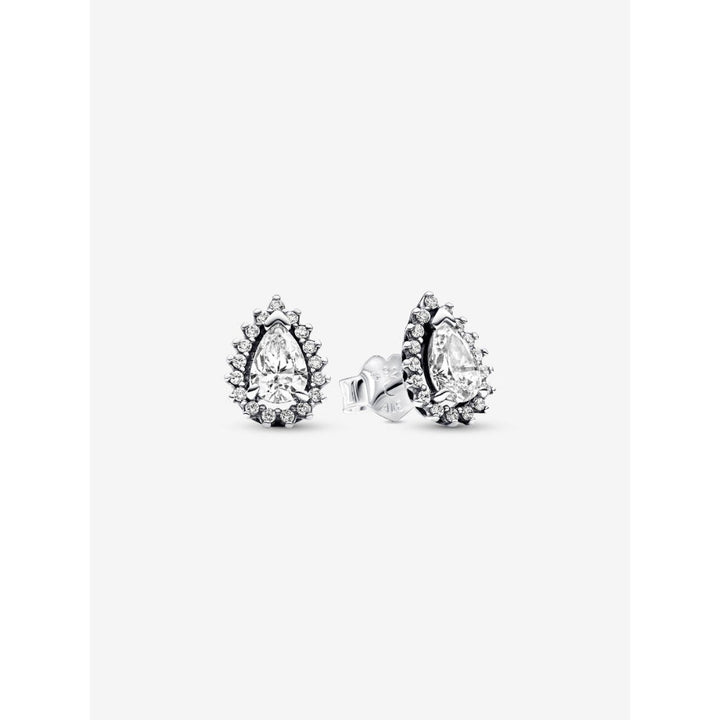 Pandora Sterling Silver Sparkling Pear Halo Stud Earrings Image 1