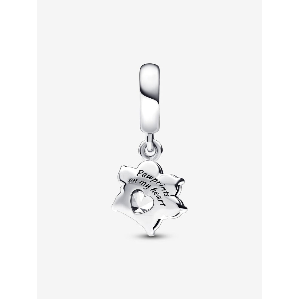 Pandora Sterling Silver Sparkling Pet Paw Print Dangle Charm Image 4